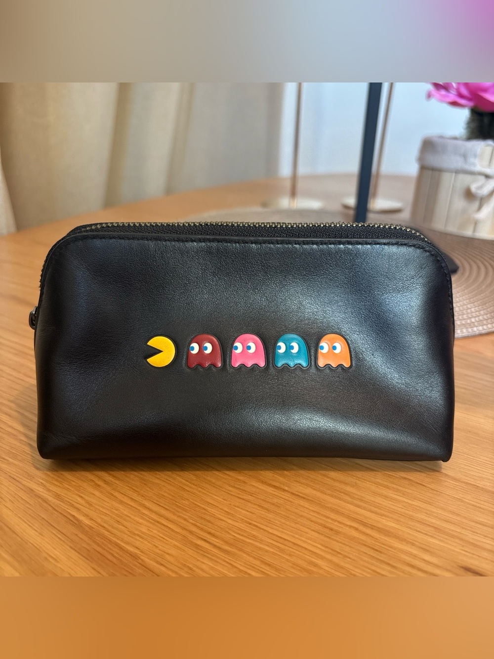 COACH PACMAN Limited Edition BLACK Calf Leather COSMETIC CASE - F56712 HTF